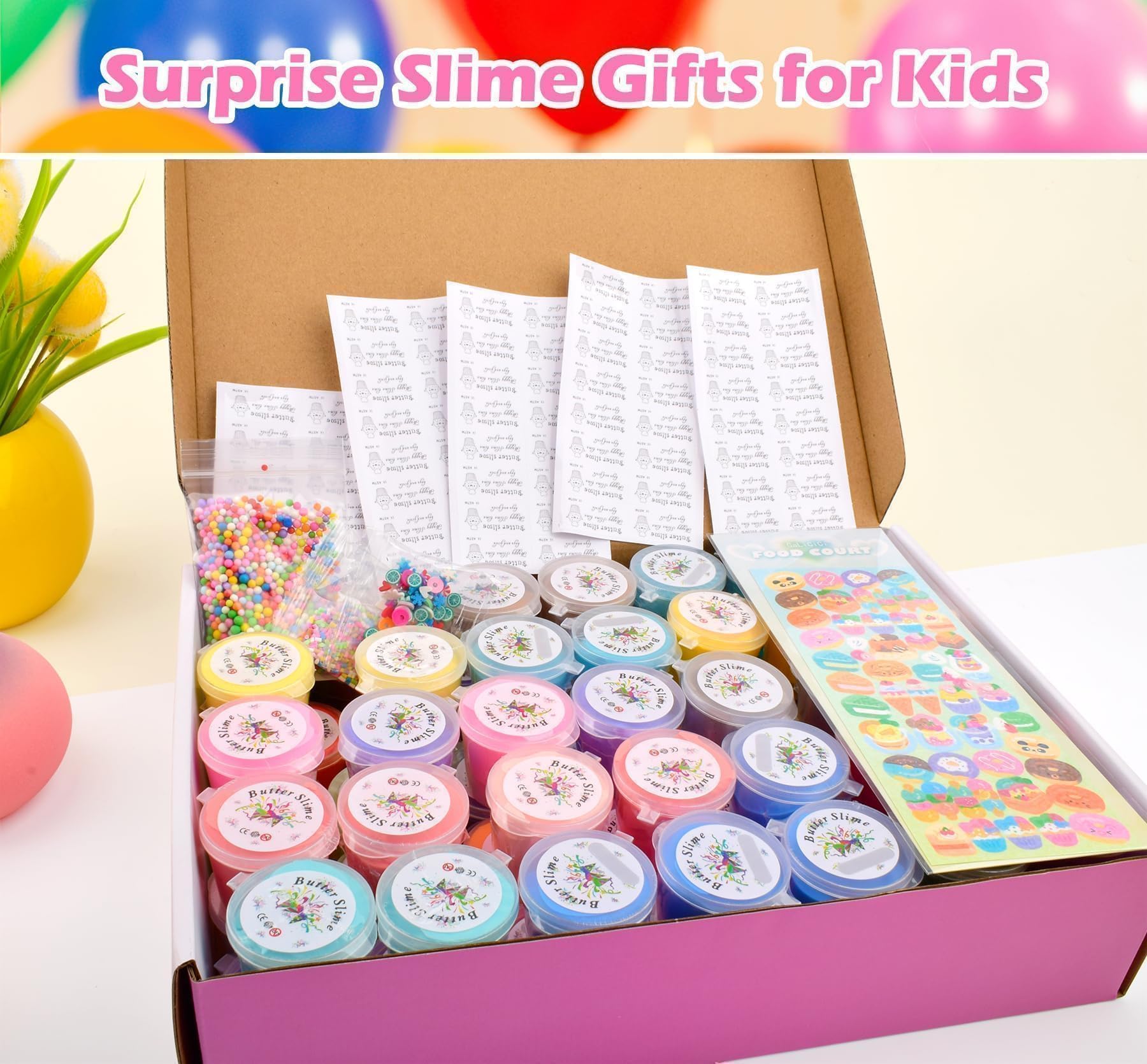 Remethsu Butter Slime Kit 68-pack makes perfect party favors and goodie bag fillers.