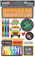 Reminisce Been Schooled Stckrs 2nd Grade sticker set for classroom decor and student motivation.