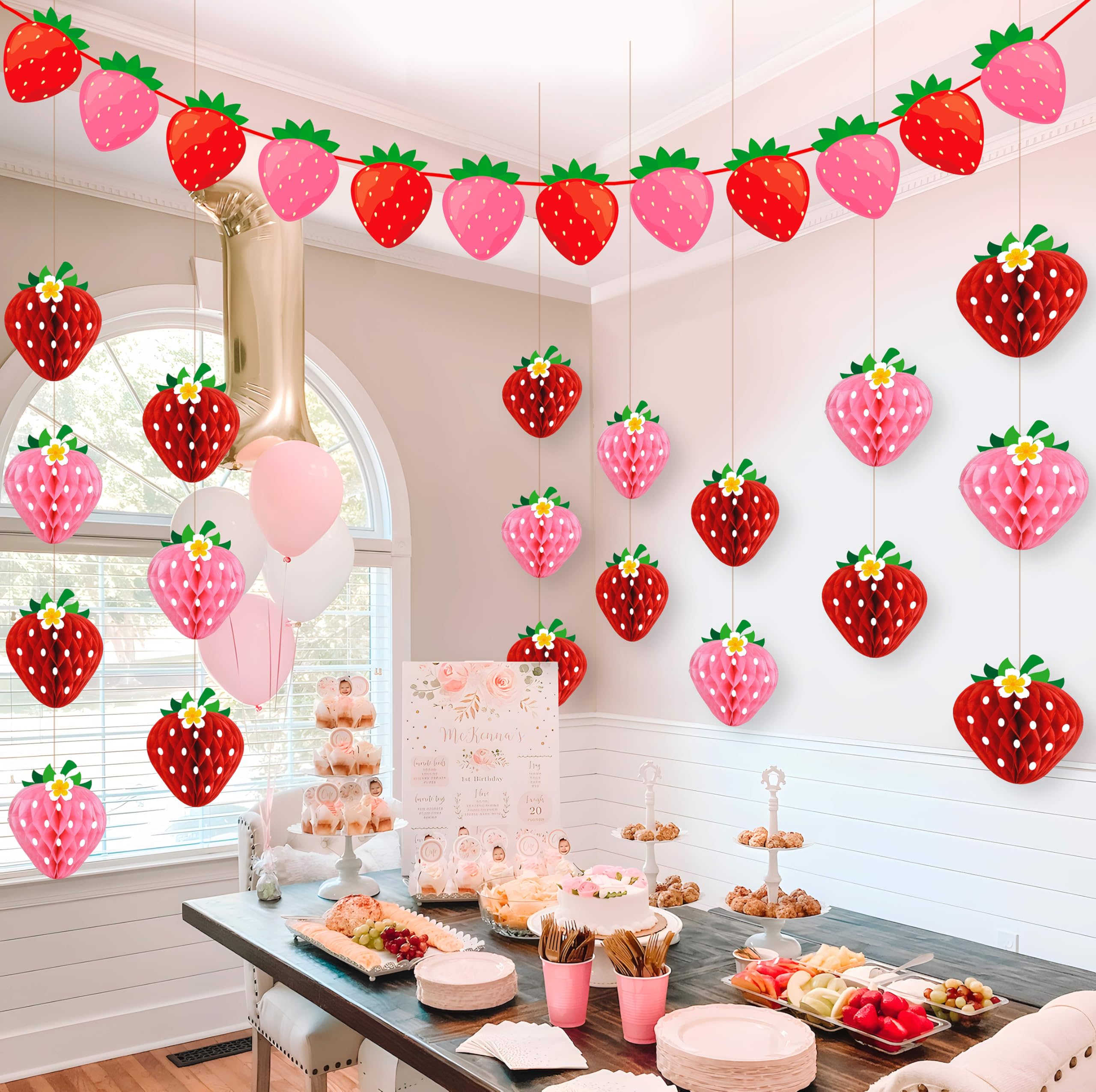 Renbuzhu strawberry banner adds festive wall decor