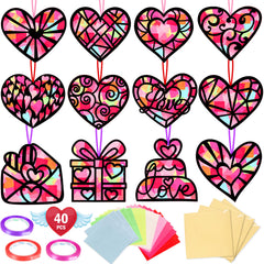 Renbuzhu black heart templates for DIY suncatchers on windows.