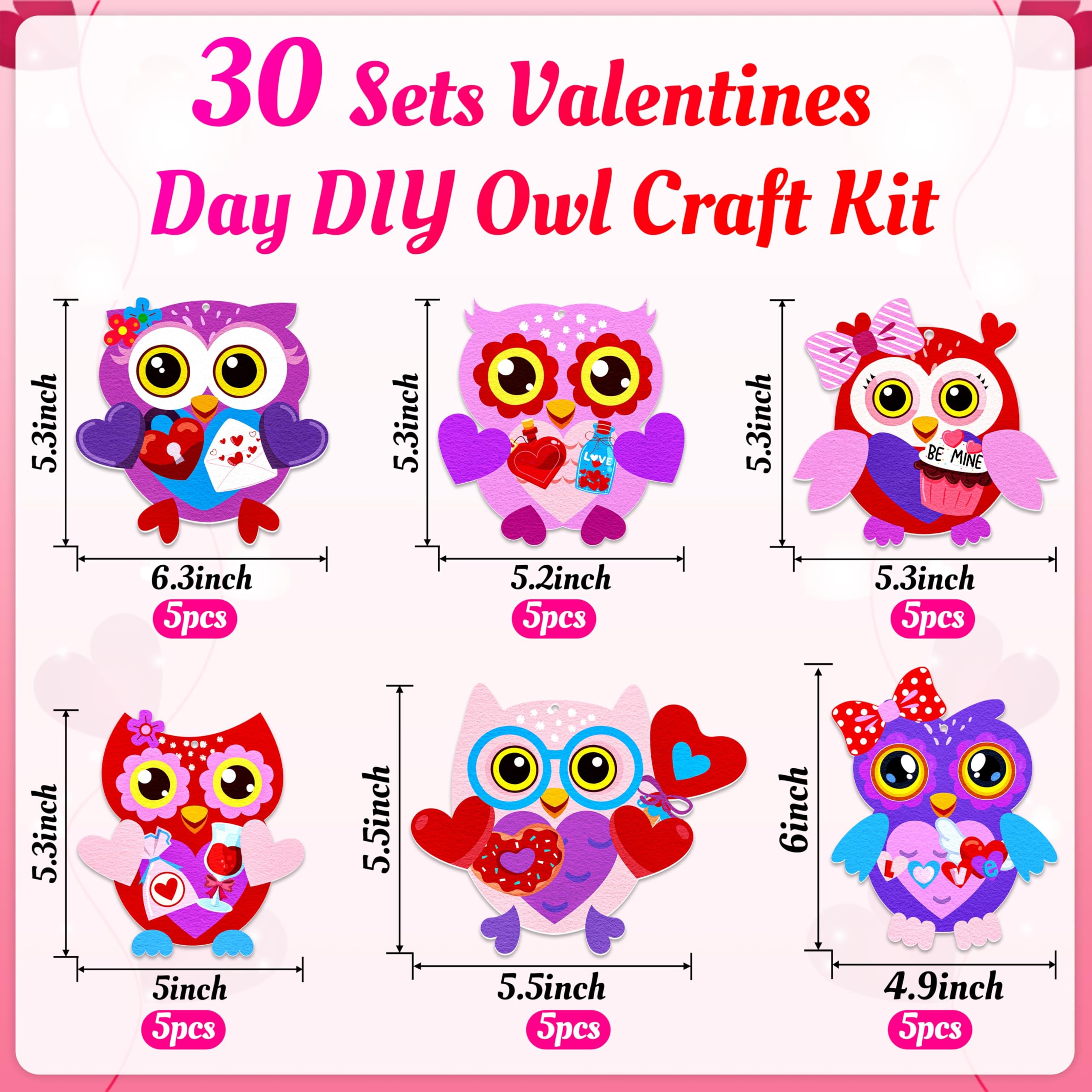 Renbuzhu Valentines Owl Crafts Kit instruction sheet highlighted for easy step-by-step guidance.