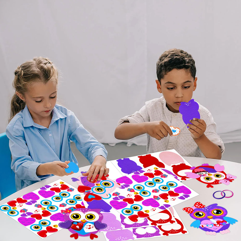 Renbuzhu Valentines Owl Crafts Kit felt materials shown, lightweight and easy to handle.