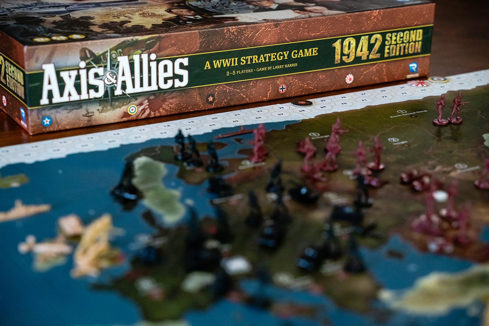 Renegade Axis & Allies 1942 punchboard tokens are double-sided for durable storage.