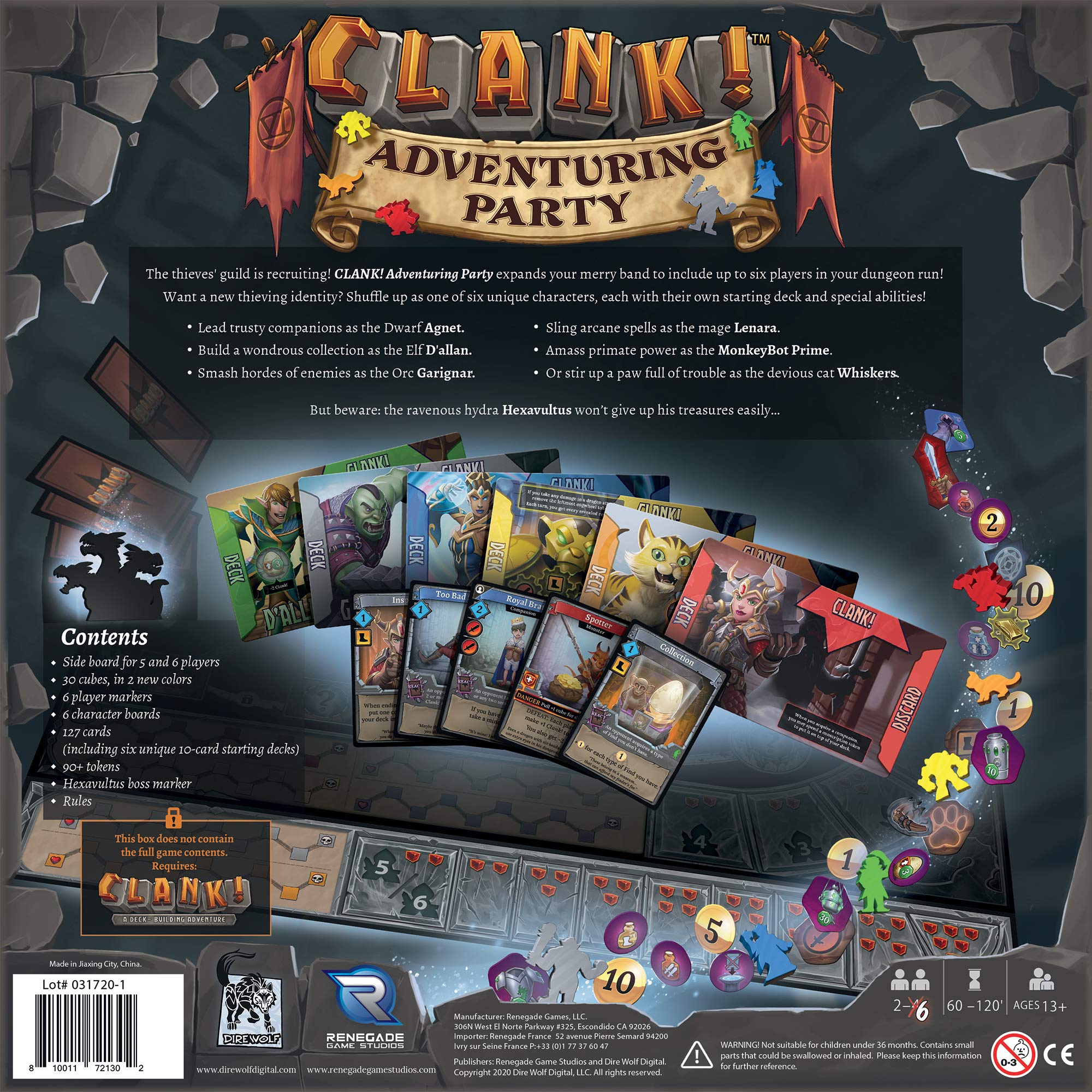 Renegade Clank Adventuring Party: Dwarf Agent starting deck enables stealthy heists.