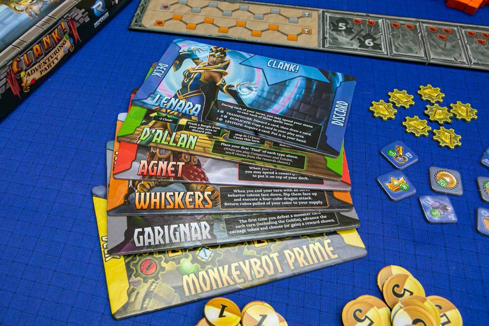 Renegade Clank Adventuring Party: MonkeyBot Prime starting deck adds primate tech synergy.