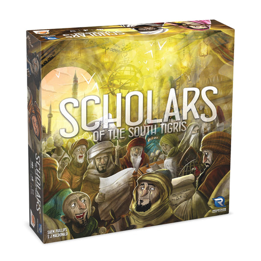 Renegade Game Studios' Scholars of the South Tigris box cover invites you into Abbasid-era intrigue and strategy.