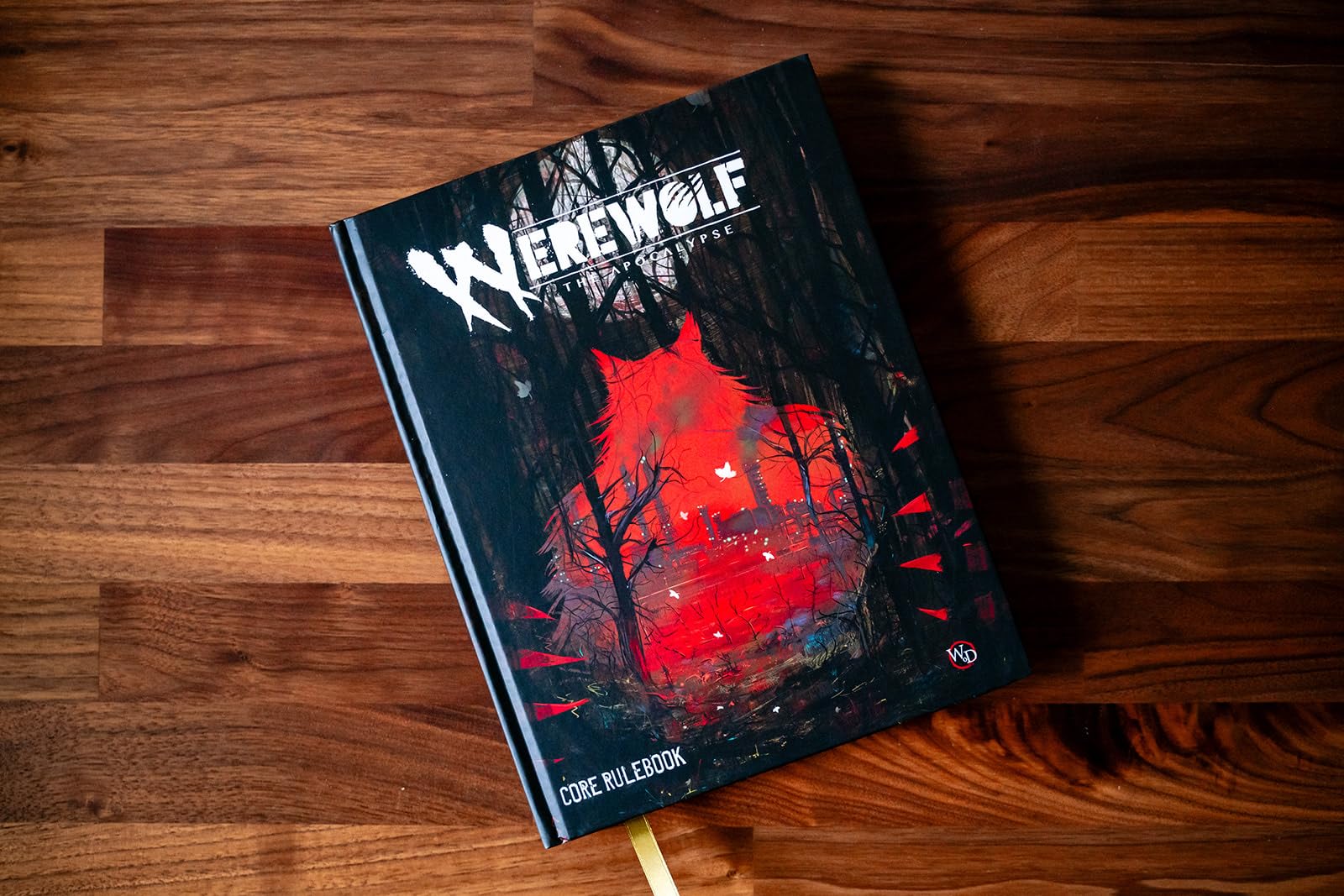 Renegade Game Studios Werewolf: The Apocalypse 5e core rulebook dust jacket, eye-catching design.
