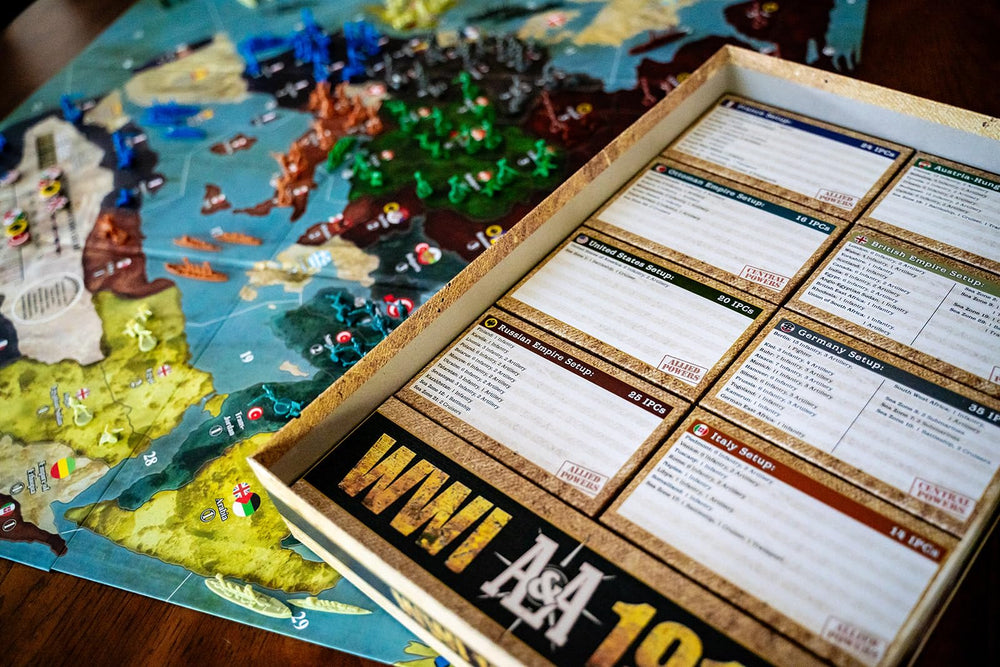 Renegade Game Studios Axis & Allies WWI oversized board provides expansive play area.
