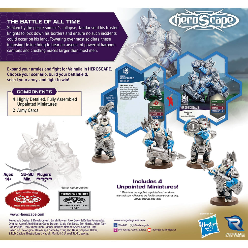 Renegade Game Studios Heroscape Rising Tide Ordo Borealis army figures enhance battlefield options and synergy.