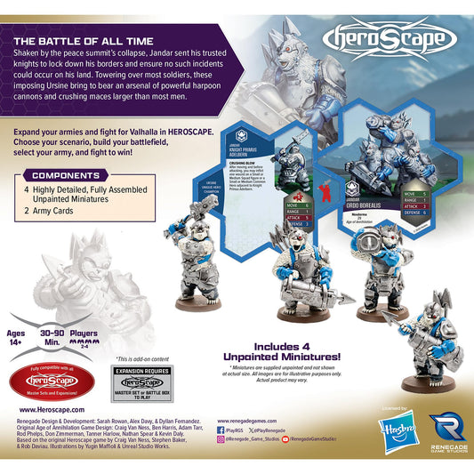 Renegade Game Studios Heroscape Rising Tide Ordo Borealis army figures enhance battlefield options and synergy.