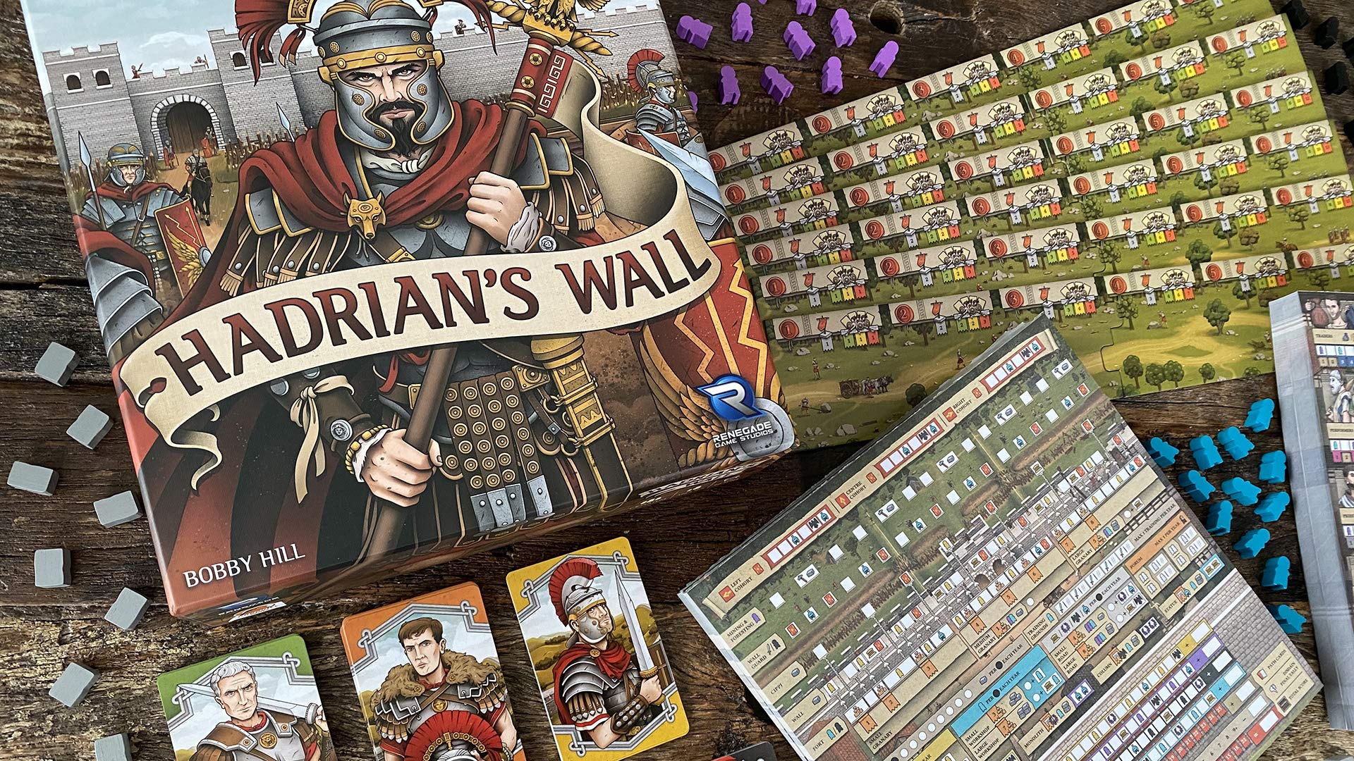 Renegade Hadrian's Wall flip-n-write action cards in play-ready layout