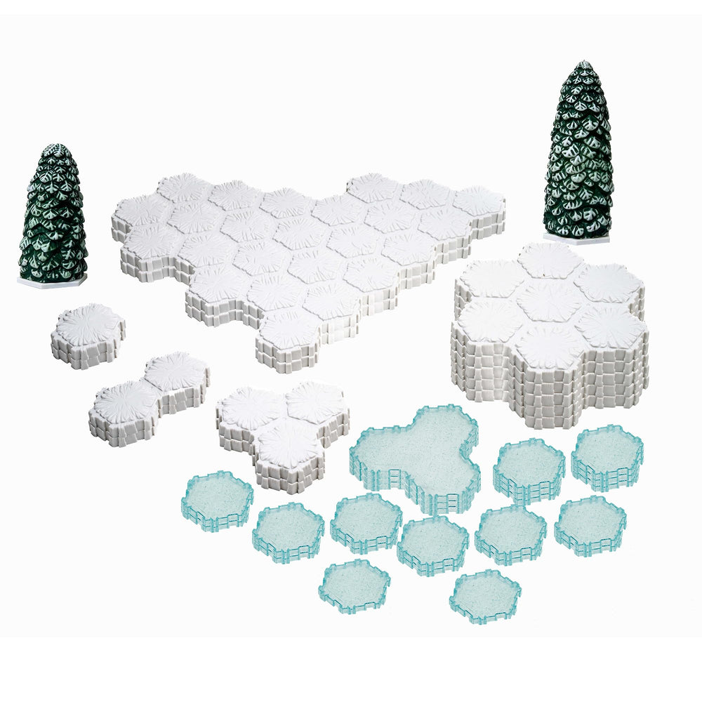 Renegade Heroscape ice and snow tiles shape frostbitten battlegrounds and varied tactics.