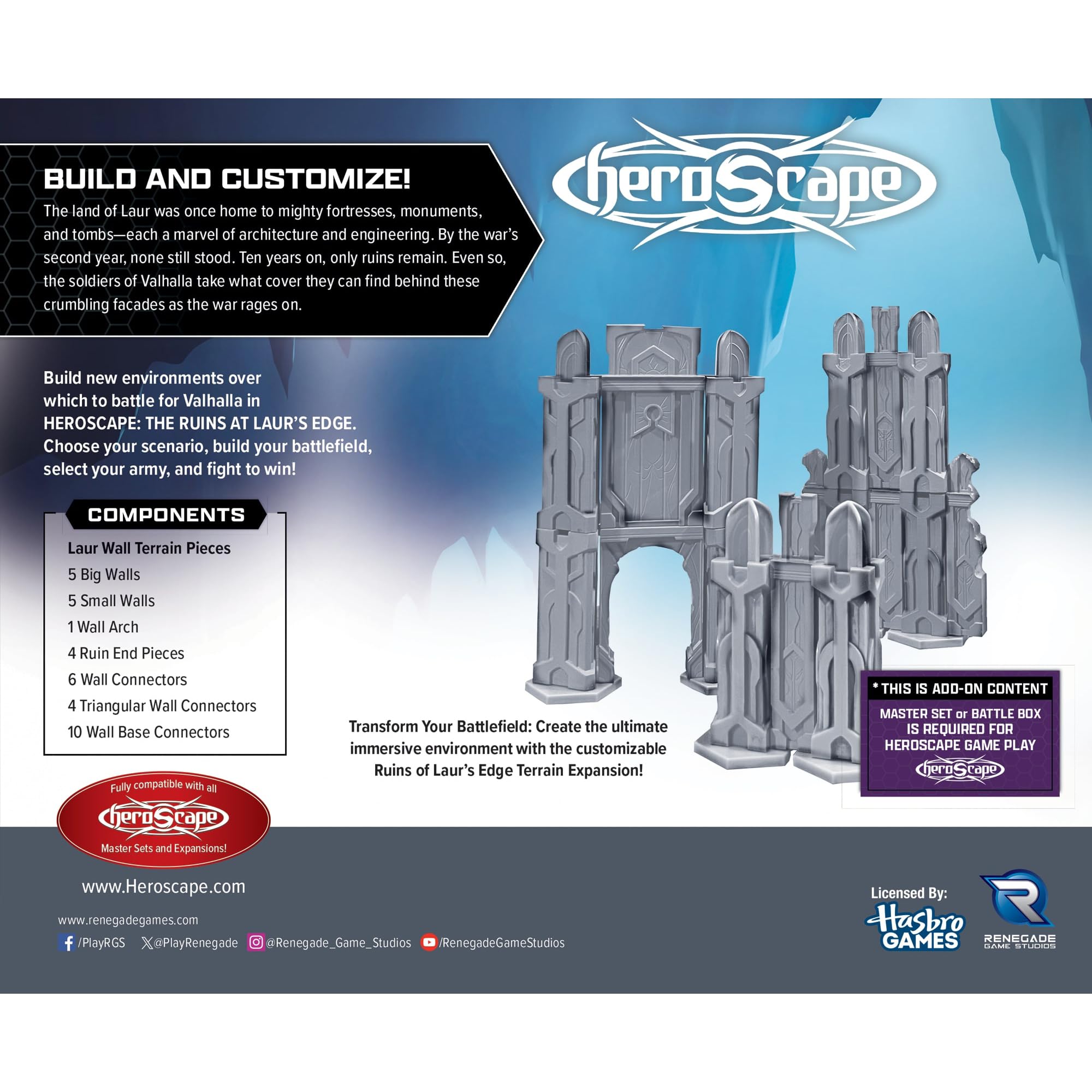 Renegade Heroscape Laur's Edge wall column adds vertical variety to battles.
