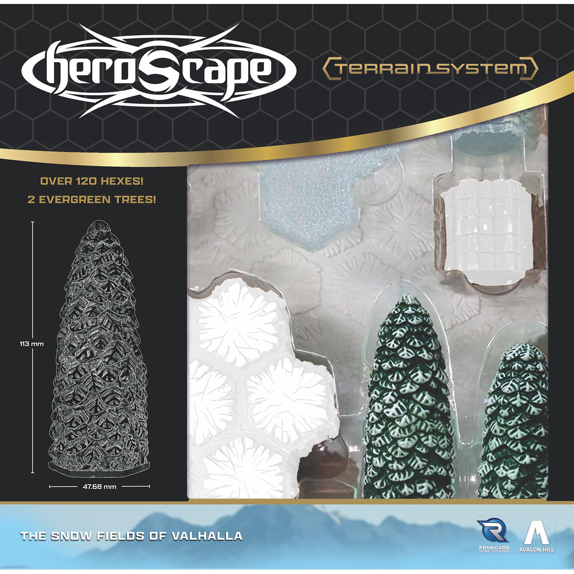 Renegade Heroscape winter terrain set enhances scenario variety and Valhalla campaigns.
