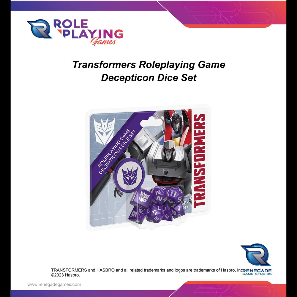 Renegade Transformers Decepticon Dice Set, scale view, perfect for close-up display in photos.