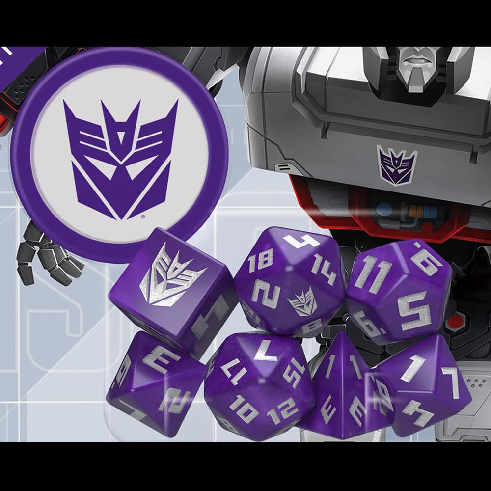Renegade Transformers Decepticon Dice Set, icon detail, reinforces faction identity during sessions.