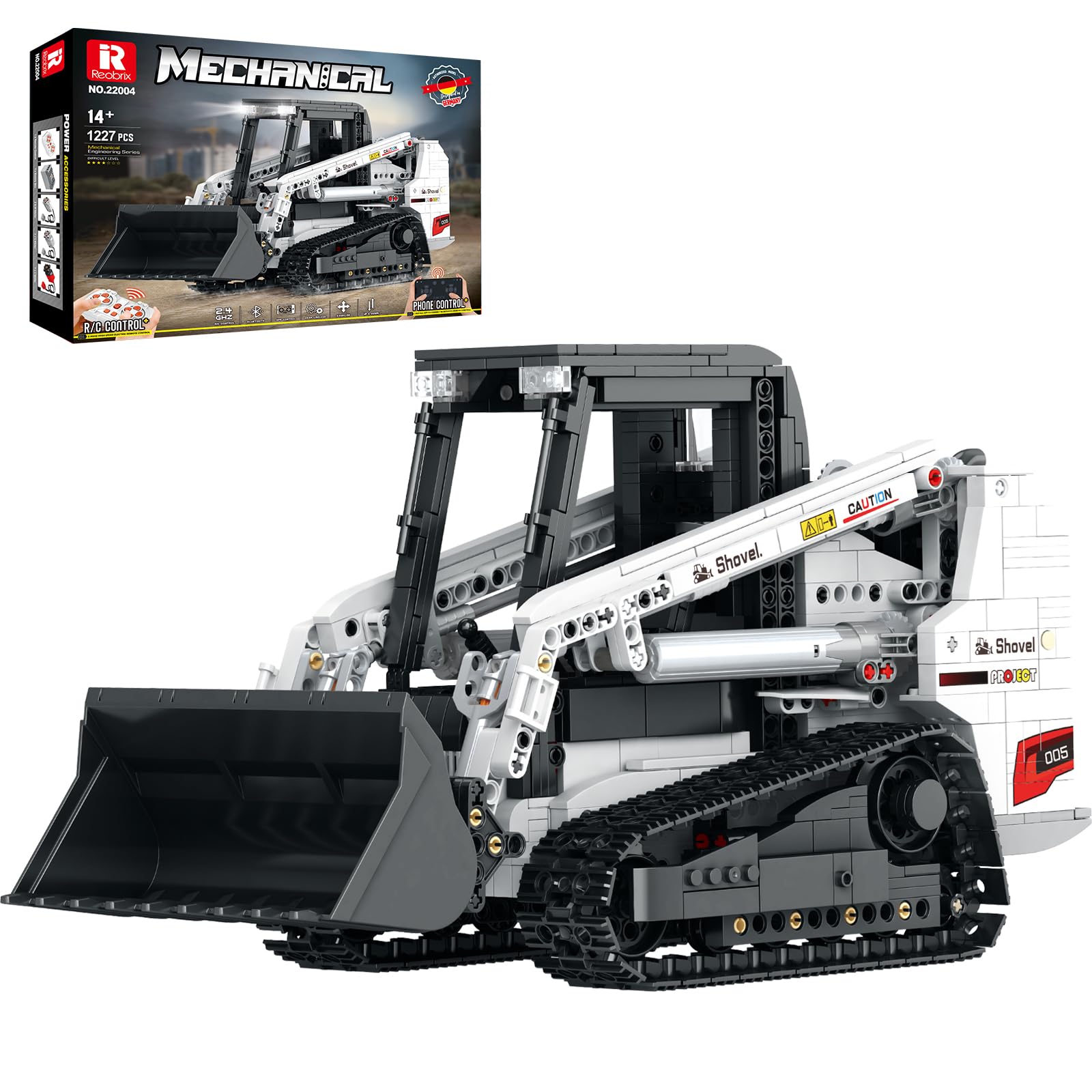 Reobrix Bobcat skid-steer loader assembled model for display and play