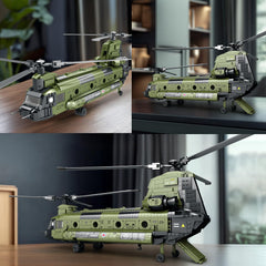 Reobrix CH-47 fuselage and tail details mirror a real helicopter for display.