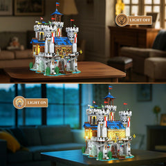 Reobrix rotating lighting mechanism adds dramatic illumination for desk display.
