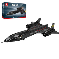 Reobrix SR-71 Blackbird model on display, showcasing a sleek fuselage for desk decor.