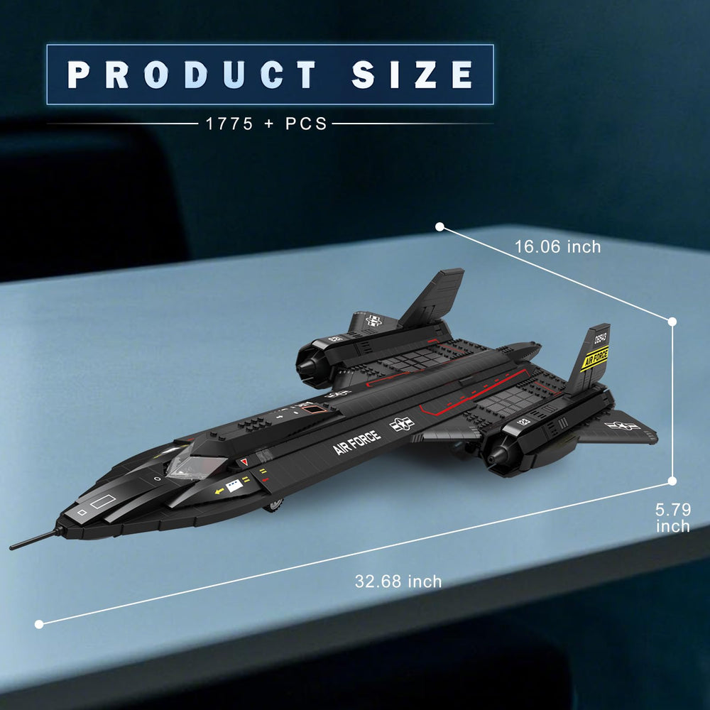 Reobrix SR-71 fuselage profile emphasizes streamlined silhouette for dramatic display.