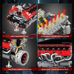 Reobrix V12 crankshaft linkage highlights precise engine dynamics in action