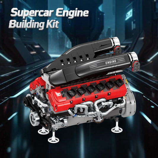 Reobrix V12 working pistons demonstrate synchronized motion for realistic demos