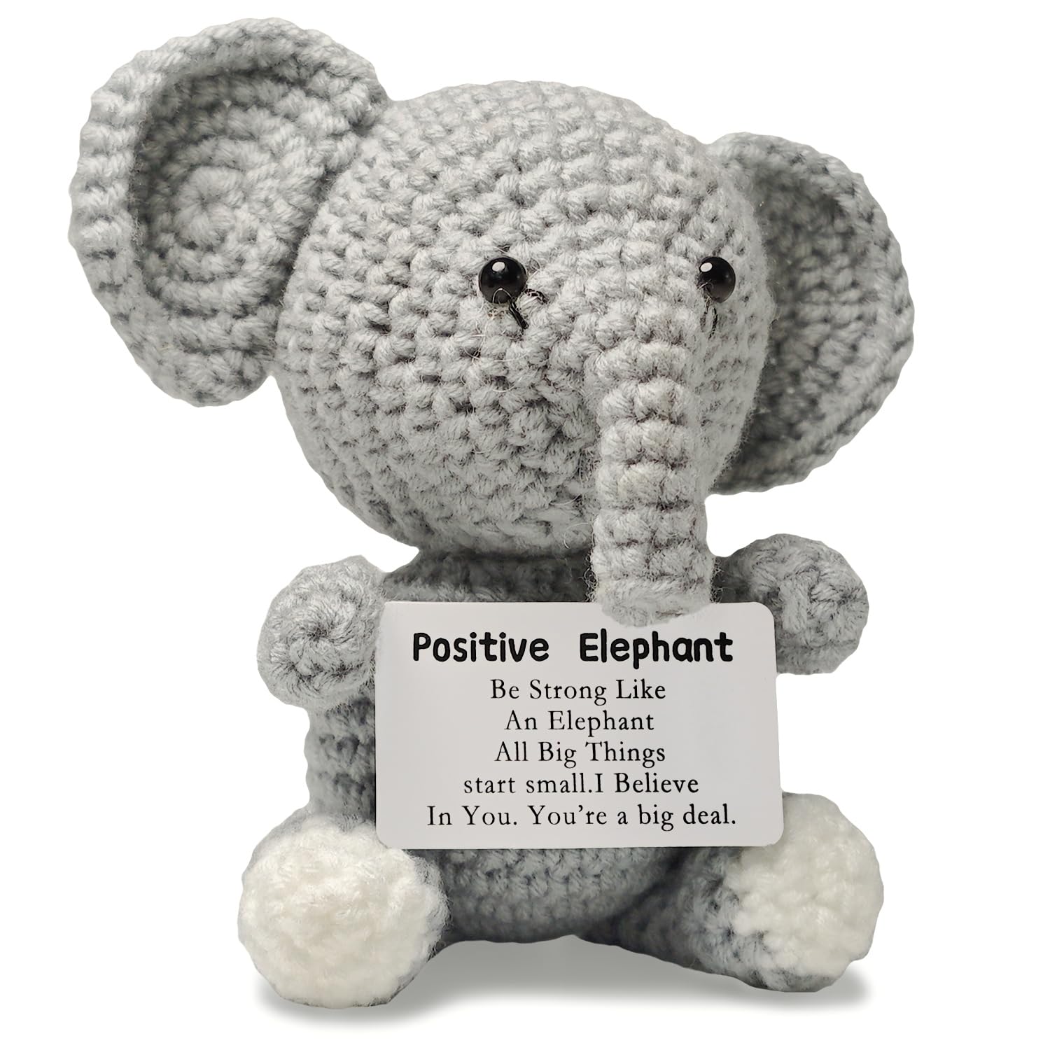 Repnalm crochet elephant gift in organza bag for uplifting moments.