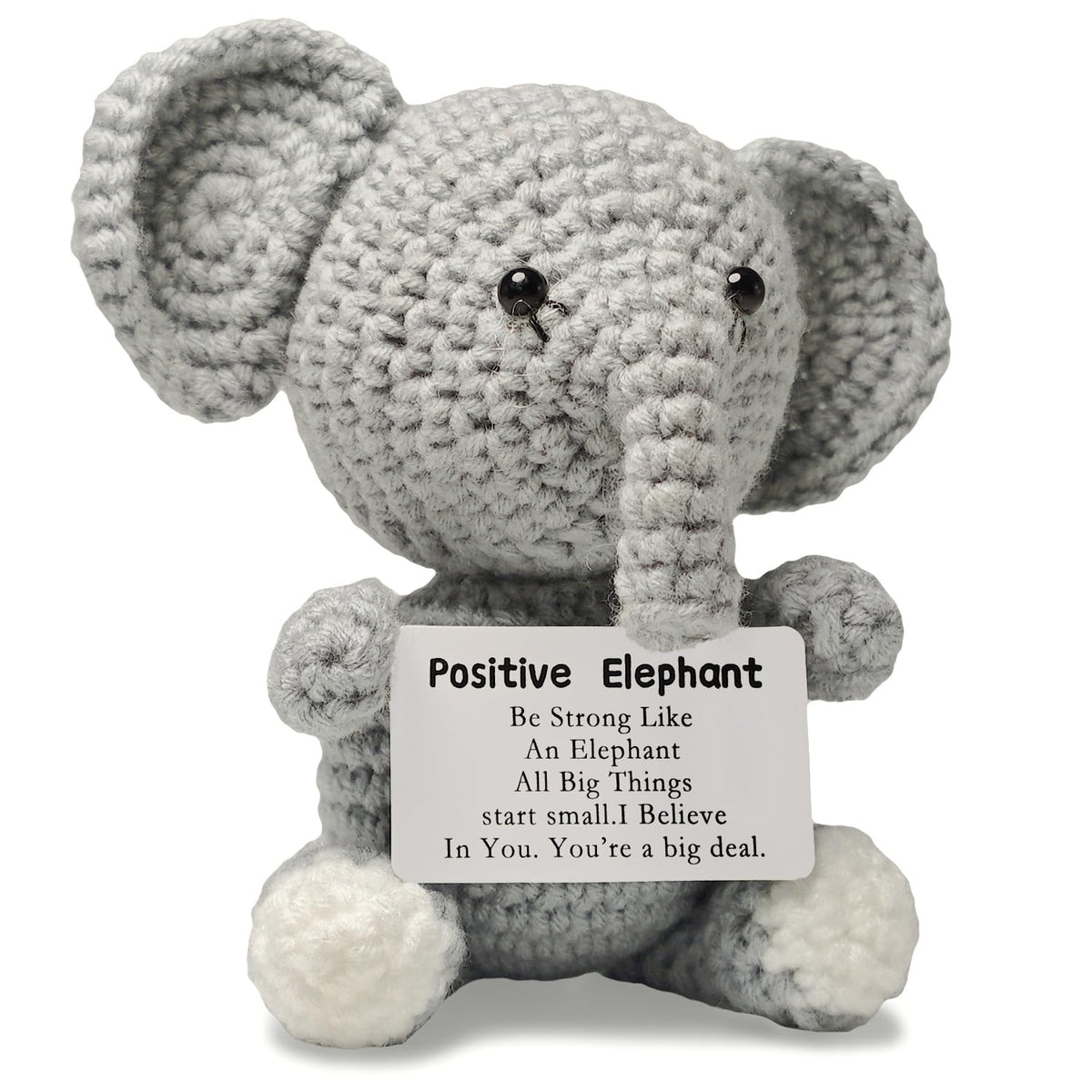 Repnalm crochet elephant gift in organza bag for uplifting moments.