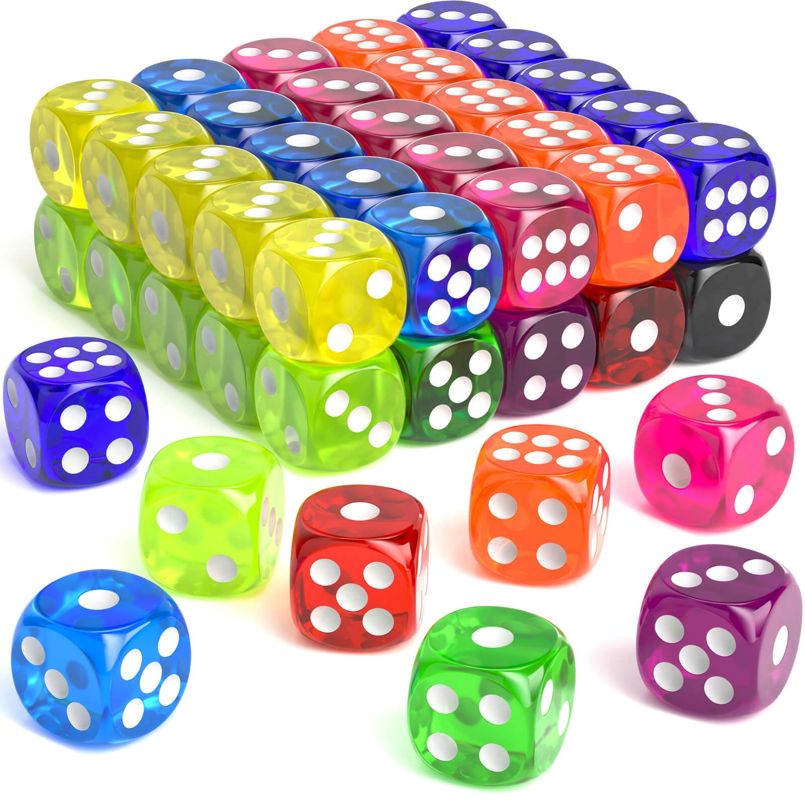 Rerdeim 60-piece dice set: vibrant bulk dice for classroom use and family game nights.