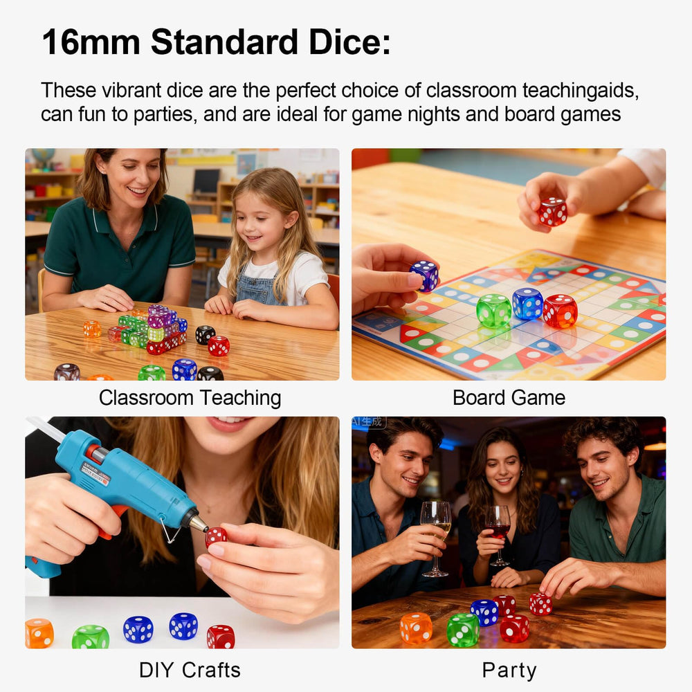 Rerdeim bulk dice pack colored in 10 hues for versatile classroom activities.