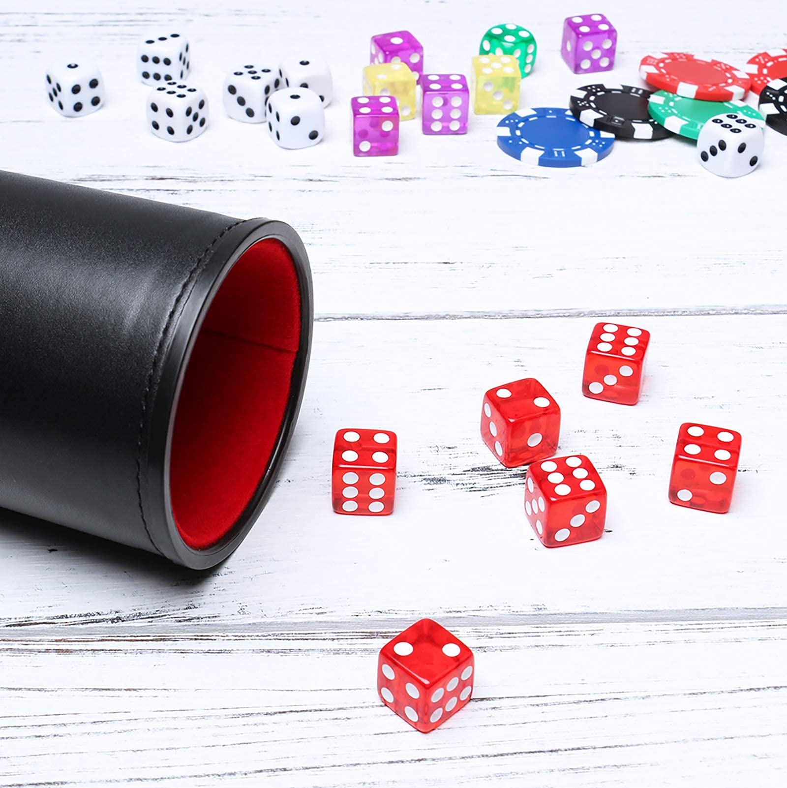 RERIVER six red translucent D6 dice for vibrant gameplay.