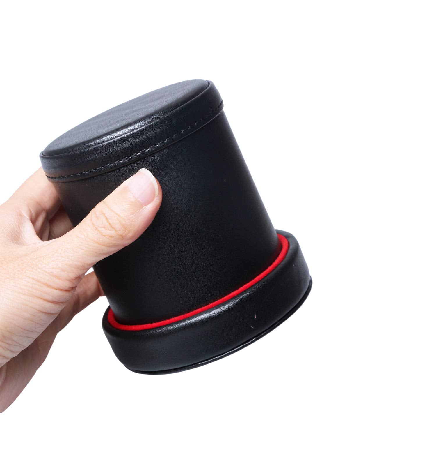 Red felt interior dampens shaker sounds for calmer game moments.
