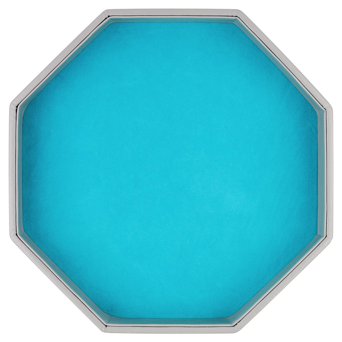 RERIVER dice tray in blue PU leather with octagonal shape for organized gaming.