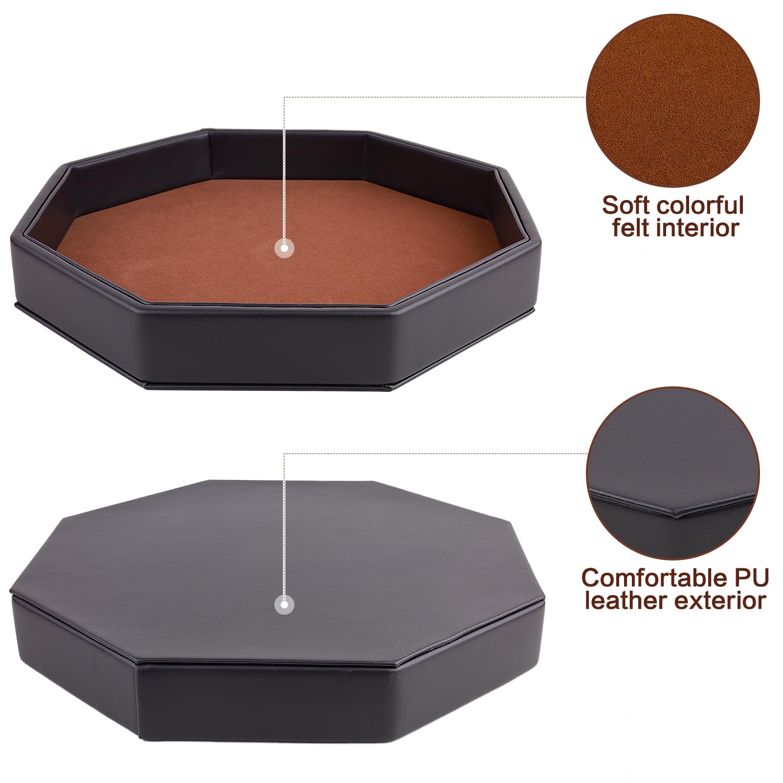 RERIVER dice tray side angle shows PU leather exterior and sturdy construction.