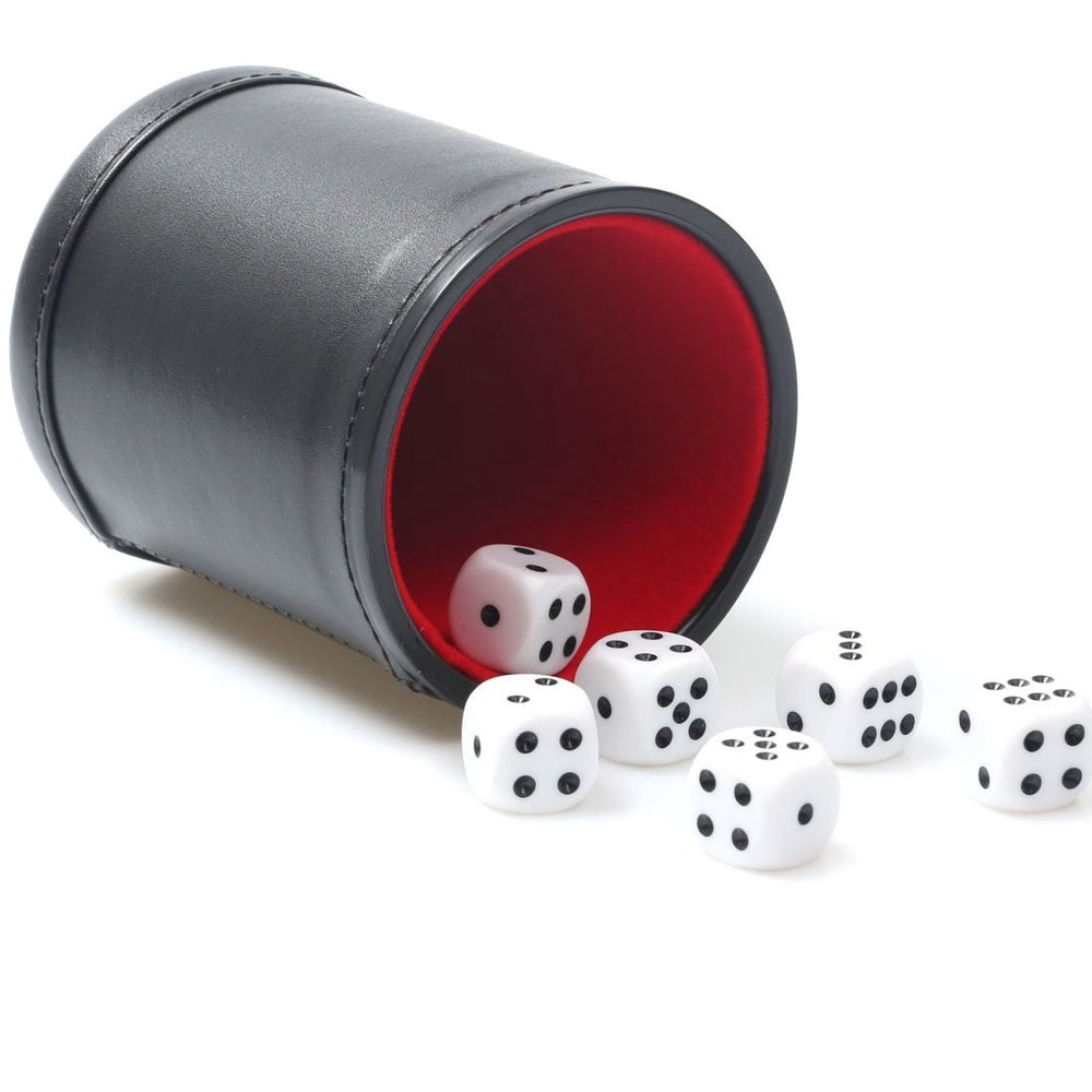 RERIVER felt-lined PU leather dice cup in black for quiet, smooth gameplay.
