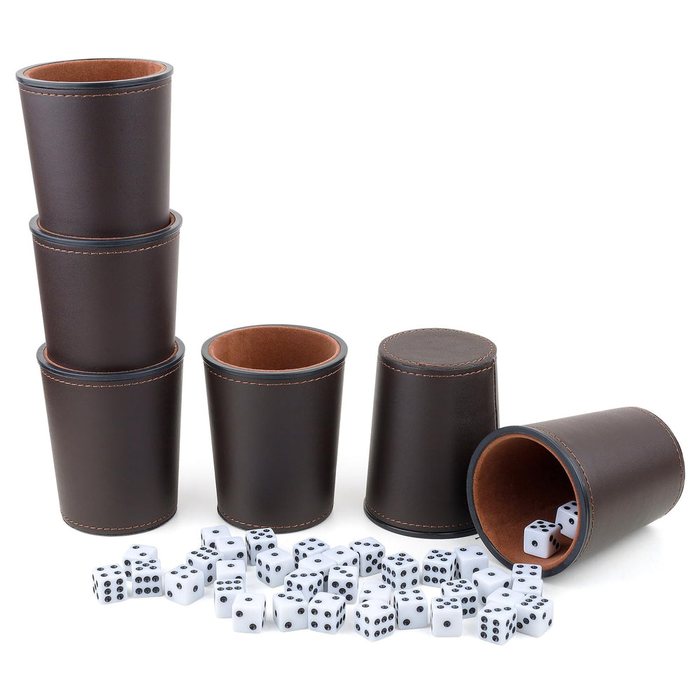 RERIVER felt-lined PU leather dice cup set for multiparty games at home.