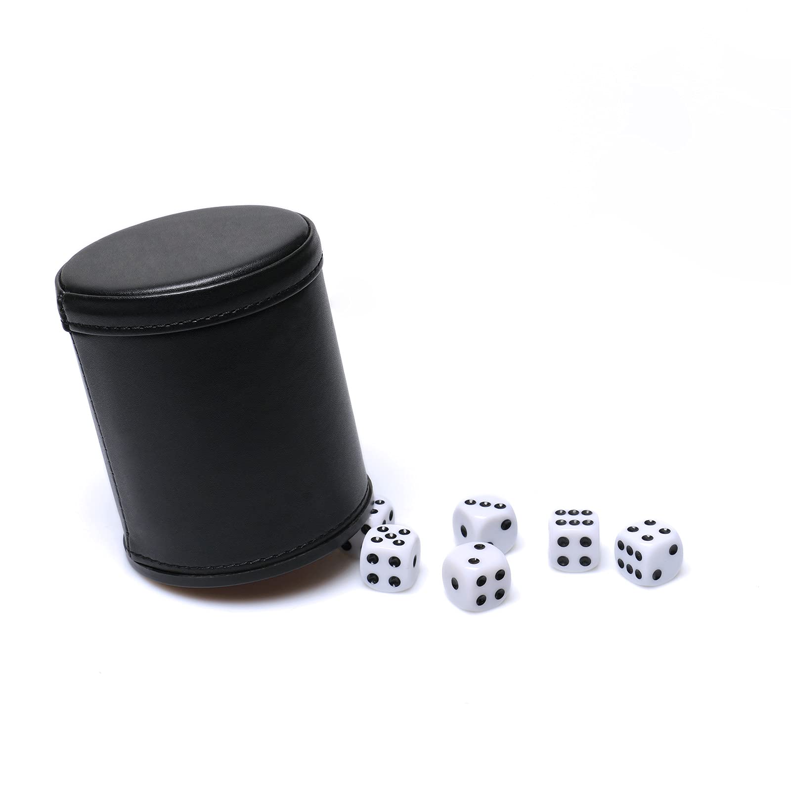 RERIVER game-night scene with dice cup in action for craps and Yahtzee.