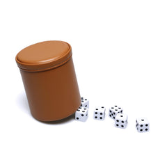RERIVER dice cup showing beige velvet interior for quiet shaking