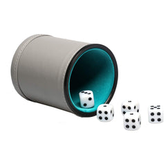 RERIVER leatherette dice cup with grey exterior for stylish gaming.