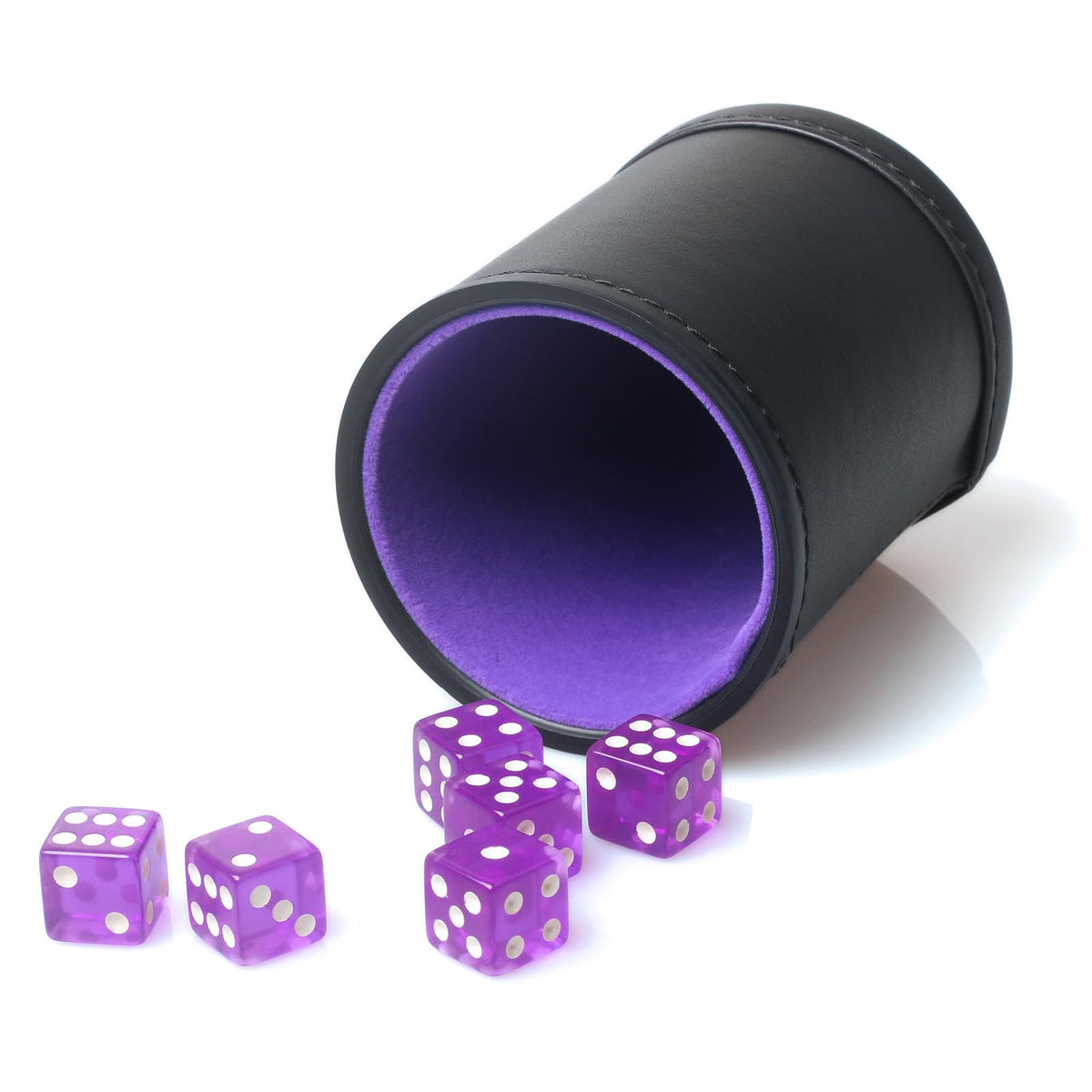 RERIVER PU leather dice cup with purple velvet interior for quiet rolling