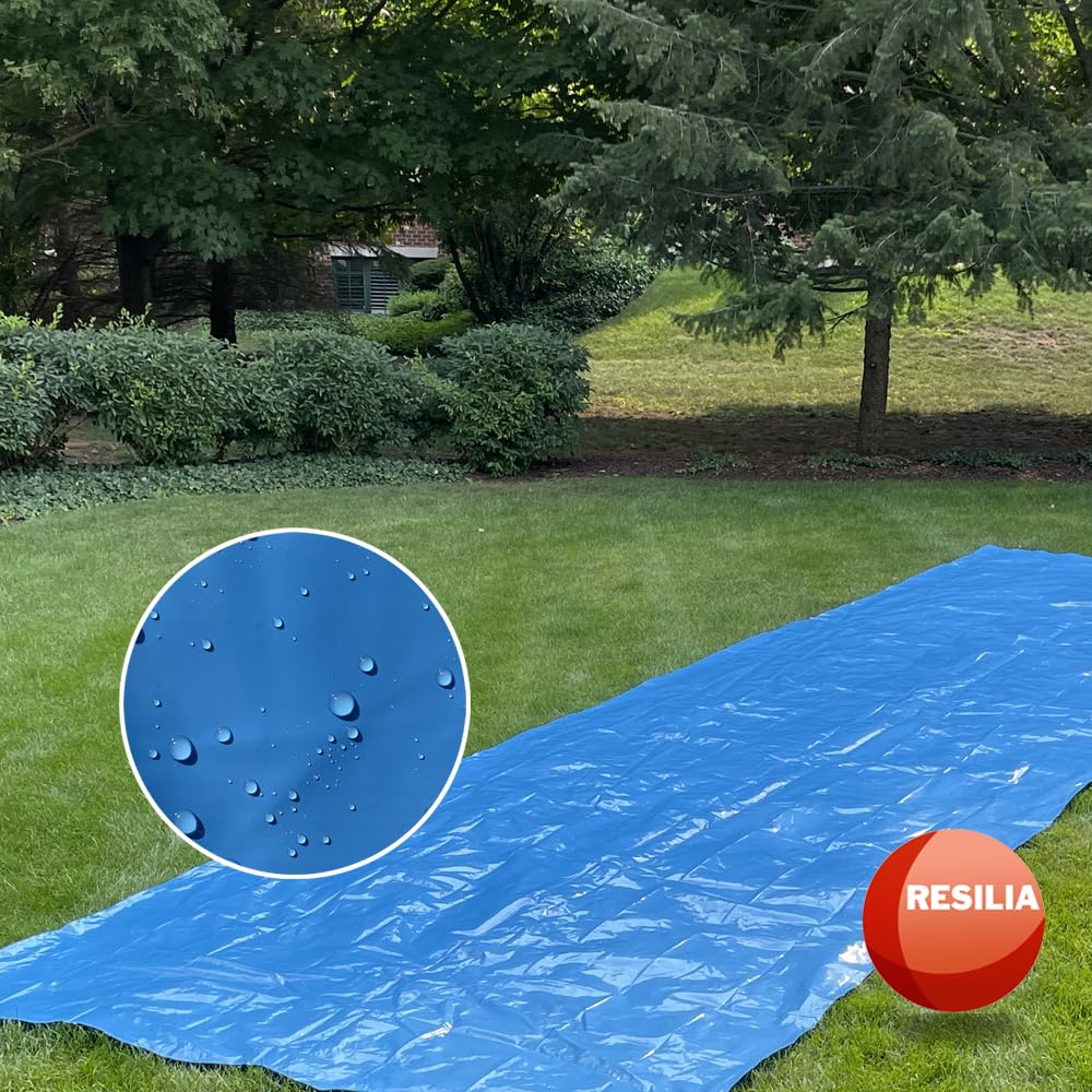RESILIA Super Slip Lawn Water Slide XL in powder blue keeps surface cooler.