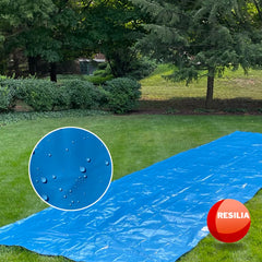 RESILIA Super Slip Lawn Water Slide XL in powder blue keeps surface cooler.