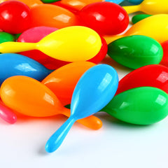 Resinta maracas with smooth plastic for safe handling.