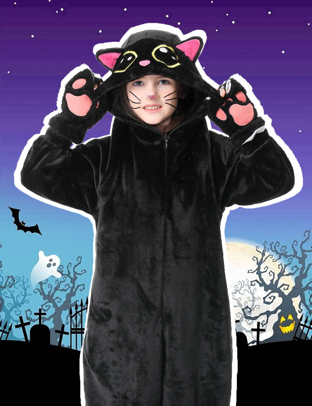 Resiwai black cat costume pockets provide playful storage