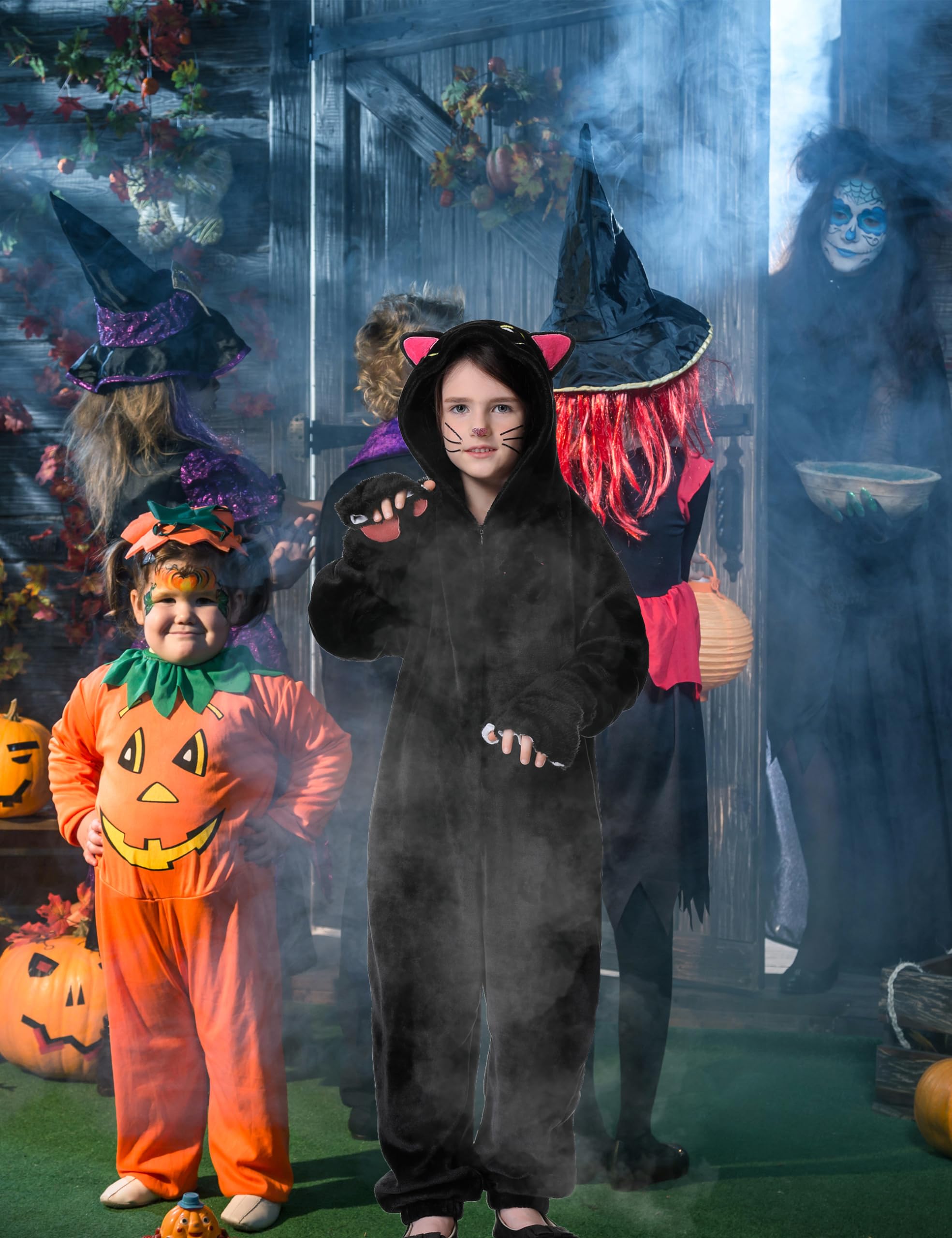 Resiwai black cat costume size range helps kids fit well