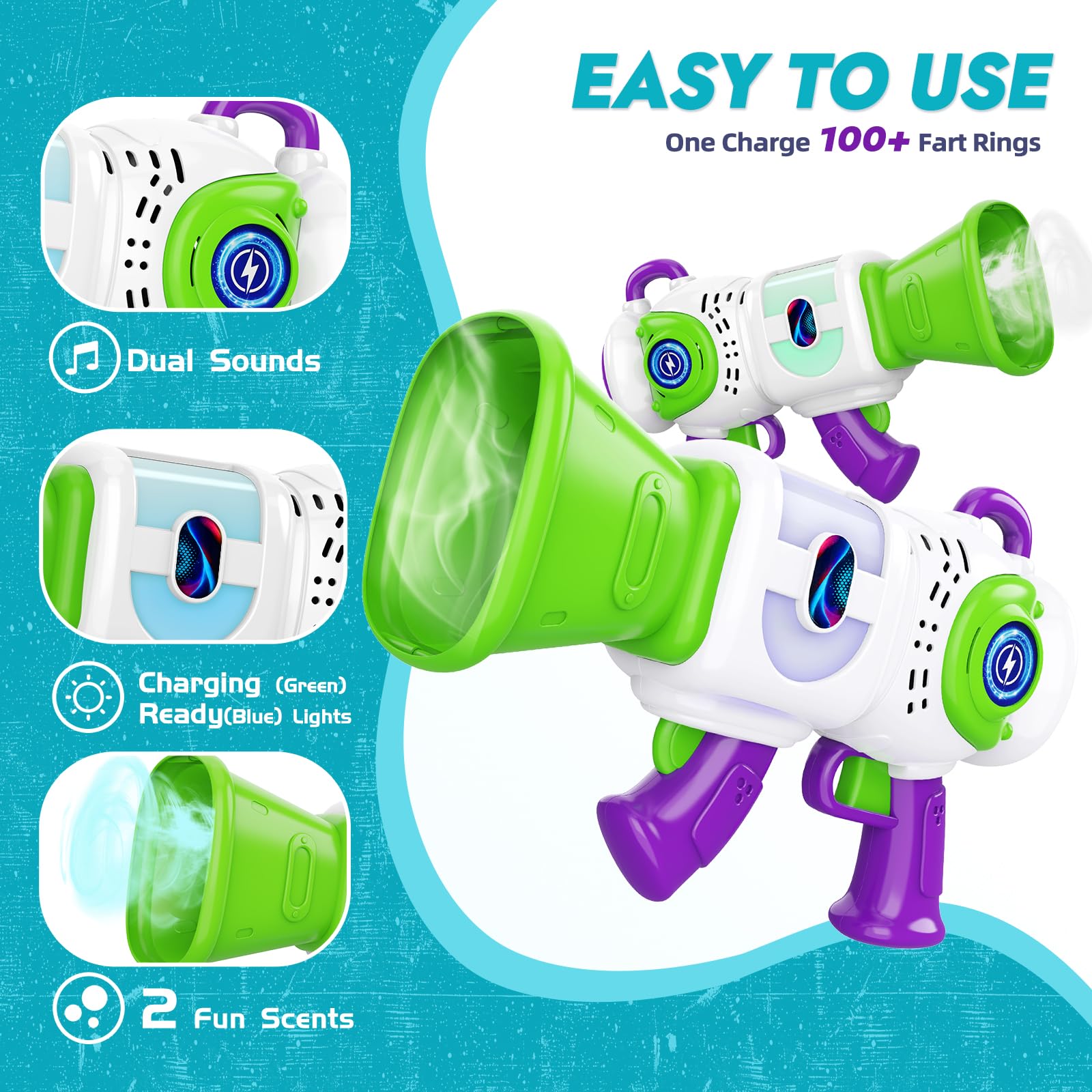 Resosese dual-grip design fits kids' hands for easy control.