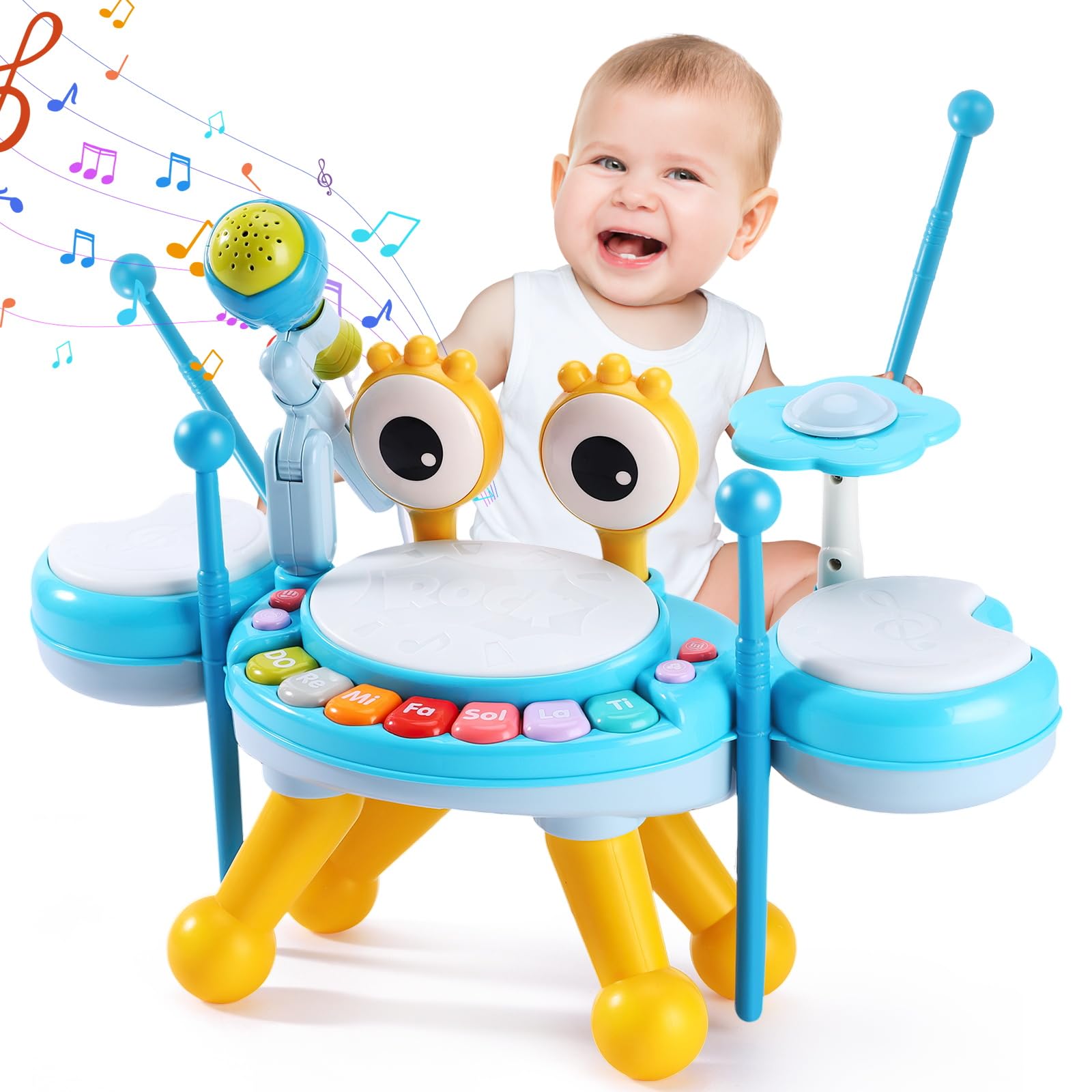 Resosese toddler drum set with 3 pads boosts early rhythm skills and playtime.