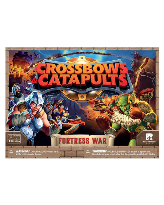 Restoration Games Crossbows and Catapults Fortress War build fortress for epic two-player battles.