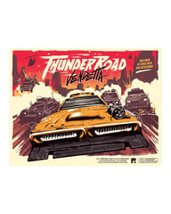 Restoration Games Thunder Road Vendetta cars minis racing on the track.